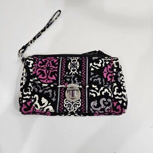 Vera Bradley Push Wallet Canterbury Magenta Retired Pattern Black Gray Pink